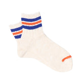 Anonymous Ism | Stripes short slub socks | Ivory x blue x org | one size