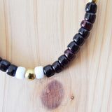 Kobashi Studio | Japanese Beads Bracelet 7mm Black And Dark Cherry/Off-White Style | BRL7003
