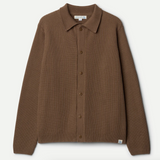 Merz b. Schwanen | KNITSHIRT05.06.4 | Ribbed Cotton Long Sleeve Shirt | Grain