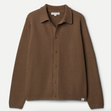 Merz b. Schwanen | KNITSHIRT05.06.4 | Ribbed Cotton Long Sleeve Shirt | Grain