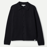 Merz b. Schwanen | KNITSHIRT05.99.4 | Ribbed Cotton Long Sleeve Shirt | Black