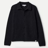 Merz b. Schwanen | KNITSHIRT05.99.4 | Ribbed Cotton Long Sleeve Shirt | Black