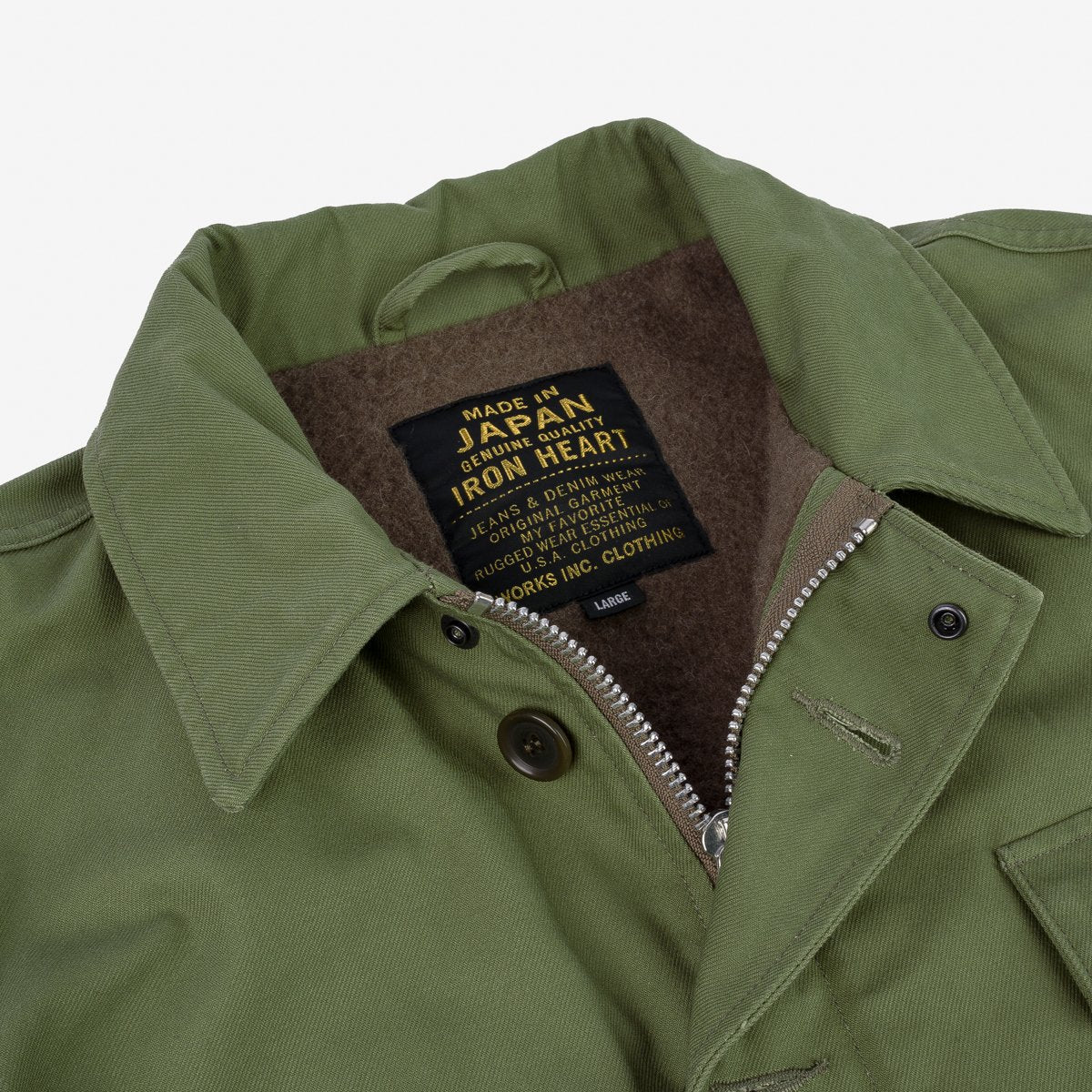 Iron Heart | IHM-39-OLV | Military Serge A2 Deck Jacket | Olive