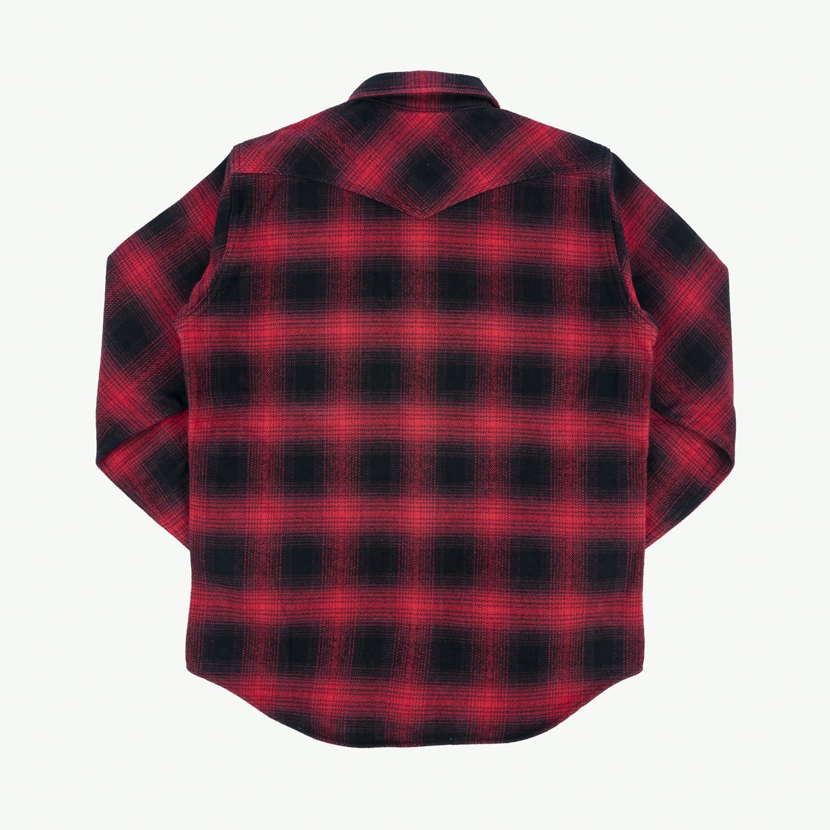 Iron Heart | IHSH-264-RED | Ultra Heavy Flannel Ombré Check Western Shirt | Red/Black