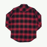 Iron Heart | IHSH-264-RED | Ultra Heavy Flannel Ombré Check Western Shirt | Red/Black