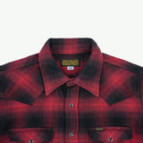 Iron Heart | IHSH-264-RED | Ultra Heavy Flannel Ombré Check Western Shirt | Red/Black