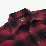Iron Heart | IHSH-264-RED | Ultra Heavy Flannel Ombré Check Western Shirt | Red/Black