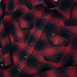 Iron Heart | IHSH-264-RED | Ultra Heavy Flannel Ombré Check Western Shirt | Red/Black