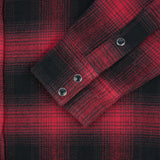 Iron Heart | IHSH-264-RED | Ultra Heavy Flannel Ombré Check Western Shirt | Red/Black