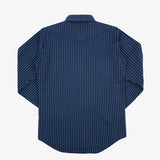 Iron heart | IHSH-401-NAV | 12oz Ultra Heavy Flannel Chalk Stripe Western Shirt | Navy