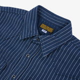 Iron heart | IHSH-401-NAV | 12oz Ultra Heavy Flannel Chalk Stripe Western Shirt | Navy