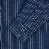 Iron heart | IHSH-401-NAV | 12oz Ultra Heavy Flannel Chalk Stripe Western Shirt | Navy