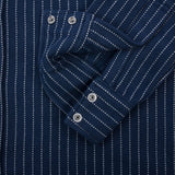 Iron heart | IHSH-401-NAV | 12oz Ultra Heavy Flannel Chalk Stripe Western Shirt | Navy