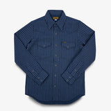 Iron heart | IHSH-401-NAV | 12oz Ultra Heavy Flannel Chalk Stripe Western Shirt | Navy