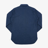 Iron Heart | IHSH-402-NAV | 12oz Ultra Heavy Flannel Chalk Stripe Work Shirt | Navy