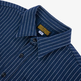 Iron Heart | IHSH-402-NAV | 12oz Ultra Heavy Flannel Chalk Stripe Work Shirt | Navy