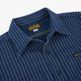 Iron Heart | IHSH-402-NAV | 12oz Ultra Heavy Flannel Chalk Stripe Work Shirt | Navy