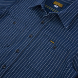 Iron Heart | IHSH-402-NAV | 12oz Ultra Heavy Flannel Chalk Stripe Work Shirt | Navy