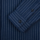 Iron Heart | IHSH-402-NAV | 12oz Ultra Heavy Flannel Chalk Stripe Work Shirt | Navy