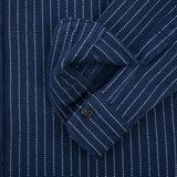 Iron Heart | IHSH-402-NAV | 12oz Ultra Heavy Flannel Chalk Stripe Work Shirt | Navy
