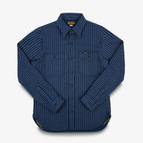 Iron Heart | IHSH-402-NAV | 12oz Ultra Heavy Flannel Chalk Stripe Work Shirt | Navy