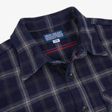 Iron Heart | IHSH-412-YEL | 9oz Selvedge Indigo Check Flannel Work Shirt | BLK