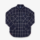 Iron Heart | IHSH-412-YEL | 9oz Selvedge Indigo Check Flannel Work Shirt | BLK
