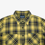 Iron Heart | IHSH-412-YEL | 9oz Selvedge Indigo Check Flannel Work Shirt | Yellow