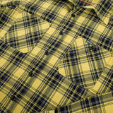 Iron Heart | IHSH-412-YEL | 9oz Selvedge Indigo Check Flannel Work Shirt | Yellow