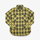 Iron Heart | IHSH-412-YEL | 9oz Selvedge Indigo Check Flannel Work Shirt | Yellow