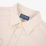 Iron Heart | IHSH-414-WHT | 9oz Cotton Linen Work Shirt | Off White