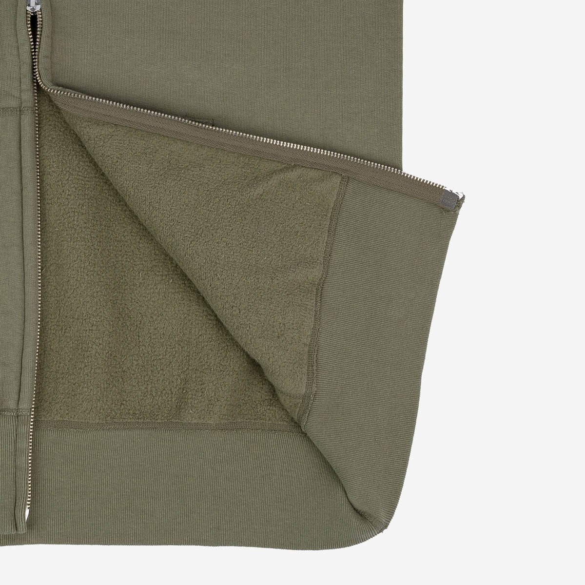 Iron Heart | IHSW-10-OLV | 14oz Ultra Heavyweight Loopwheel Cotton Zippered Hoodie | Olive
