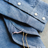 Iron Heart | IHSH-13-BLU | 10oz Selvedge Chambray Single Yoke Western Shirt | Blue