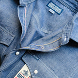 Iron Heart | IHSH-13-BLU | 10oz Selvedge Chambray Single Yoke Western Shirt | Blue