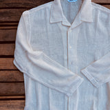 3sixteen | Loop Collar Shirt | Ecru Mesh