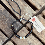 Kobashi Studio | Japanese Beads Bracelet 7mm Black And Dark Cherry/Off-White Style | BRL7003