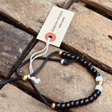 Kobashi Studio | Japanese Beads Bracelet 7mm Black And Dark Cherry/Off-White Style | BRL7003