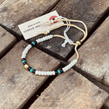 Kobashi Studio | Japanese Beads Bracelet 5mm Off-White/Black/Turquoise-Green | BRL5005