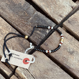 Kobashi Studio | Japanese Beads Bracelet 5mm brass /Black/Off-White/Orange | BRLS5008