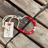 Kobashi Studio | Japanese Beads Bracelet 7mm Red/Off-White | BRL7004