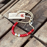 Kobashi Studio | Japanese Beads Bracelet 7mm Red/Off-White | BRL7004