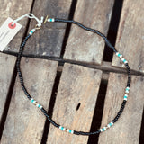 Kobashi Studio | Japanese Beads Choker Necklace 5mm Black/Off-White/Turquoise Style | BNL5015