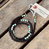 Kobashi Studio | Japanese Beads Choker Necklace 5mm Black/Off-White/Turquoise Style | BNL5015