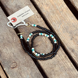 Kobashi Studio | Japanese Beads Choker Necklace 5mm Black/Off-White/Turquoise Style | BNL5015