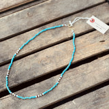 Kobashi Studio | Japanese Beads Choker Necklace 4mm Turquoise/Off-White/Brown | BNL4002