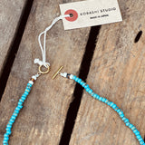 Kobashi Studio | Japanese Beads Choker Necklace 4mm Turquoise/Off-White/Brown | BNL4002