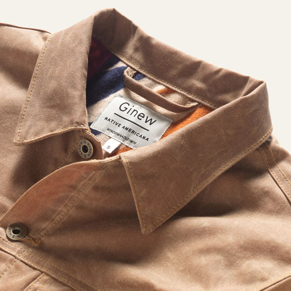 Ginew | Wax Rider Coat | Brown Gently Strikes Lining
