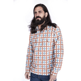 Indigofera | Webster | Printed Flannel | White / Orange / Blue