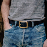 Iron Heart | IHB-11-BLK | Heavy Duty "Tochigi" Leather Belt | Brass Garrison Buckle | Black