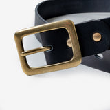 Iron Heart | IHB-11-BLK | Heavy Duty "Tochigi" Leather Belt | Brass Garrison Buckle | Black